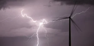 wind turbine hit by lightning strike
